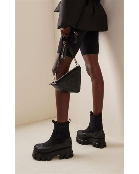 prada monolith patent boots|monolith gabardine boots.